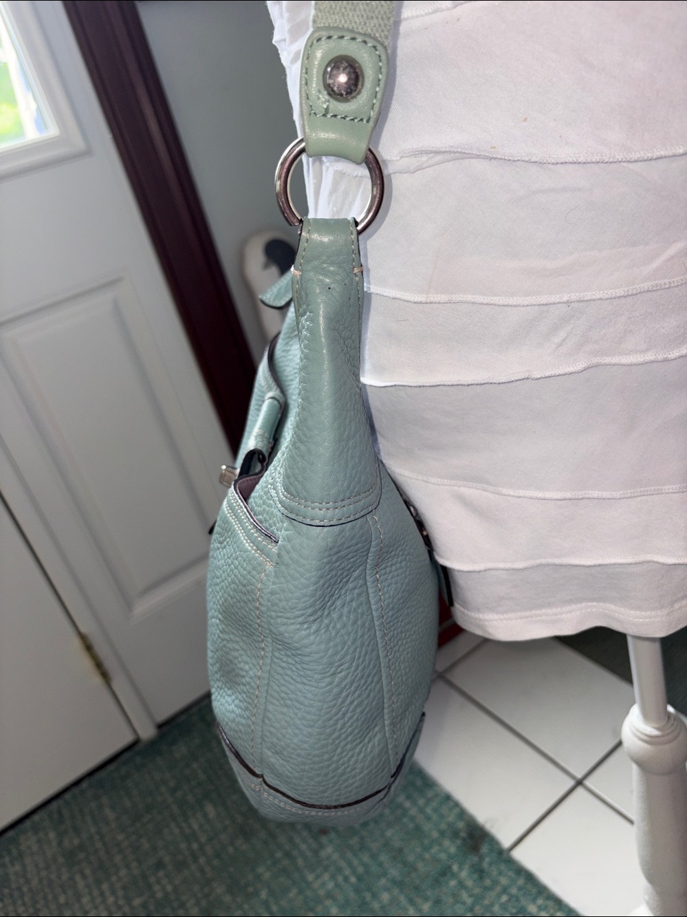 Coach shoulder bag Crossbody bag pebbled Leather icy mint green turn lock - Picture 6 of 17